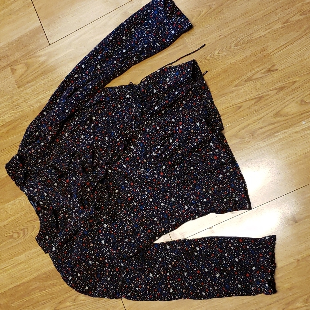 Madewell star print silk wrap top sz small